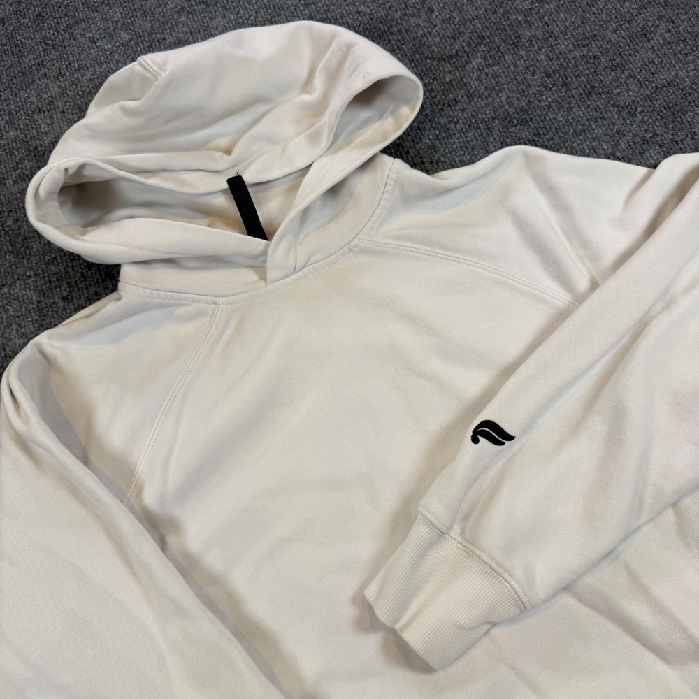 Gorpcore Fabletics Cream Raglan Pullover Hoodie Off White Side Zip Pocket Size M